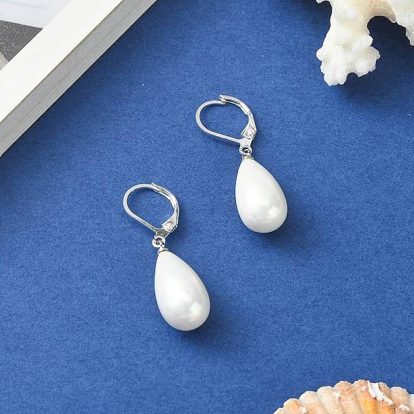 

PandaHall Dyed Shell Teardrop Earrings, with Alloy Finding, Beige, 37mm, pin: 0.8mm Shell Yellow