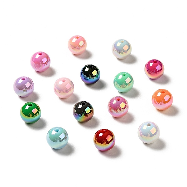 

PandaHall UV Plating Rainbow Iridescent Acrylic Beads, Round, Mixed Color, 15~15.5x15.5~16mm, Hole: 2.7mm Acrylic Round Multicolor