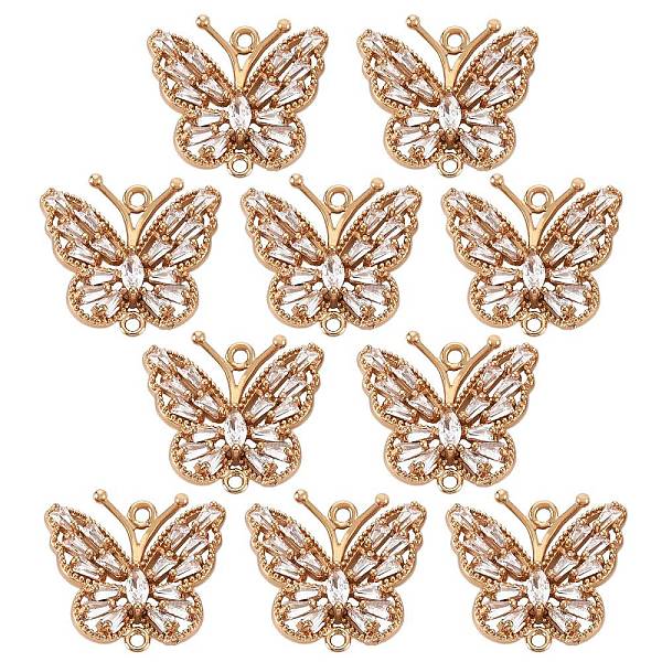 

PandaHall Brass Micro Pave Clear Cubic Zirconia Links Connectors, Long-Lasting Plated, Butterfly, Light Gold, 18.5x20x4mm, Hole: 1.4mm...