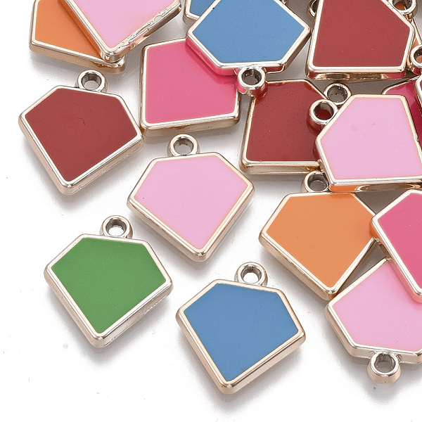 

PandaHall UV Plating Acrylic Pendants, with Enamel, Light Gold, Diamond, Mixed Color, 20x18x2.5mm, Hole: 1.8mm Acrylic Diamond Multicolor