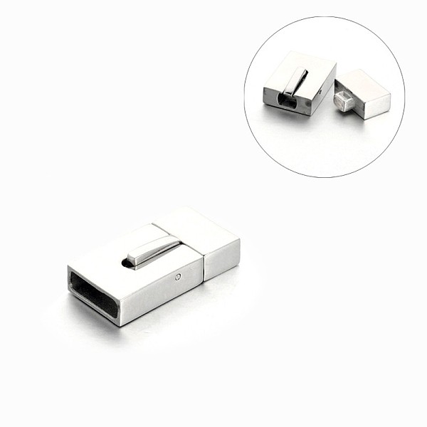 

PandaHall Rectangle 304 Stainless Steel Bayonet Clasps, Stainless Steel Color, 23x12x5mm, Hole: 10x3mm 304 Stainless Steel