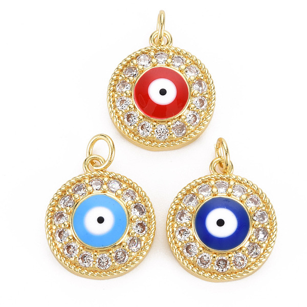 

PandaHall Brass Micro Pave Cubic Zirconia Enamel Pendants, with Jump Rings, Cadmium Free & Nickel Free & Lead Free, Real 16K Gold Plated..., Multicolor