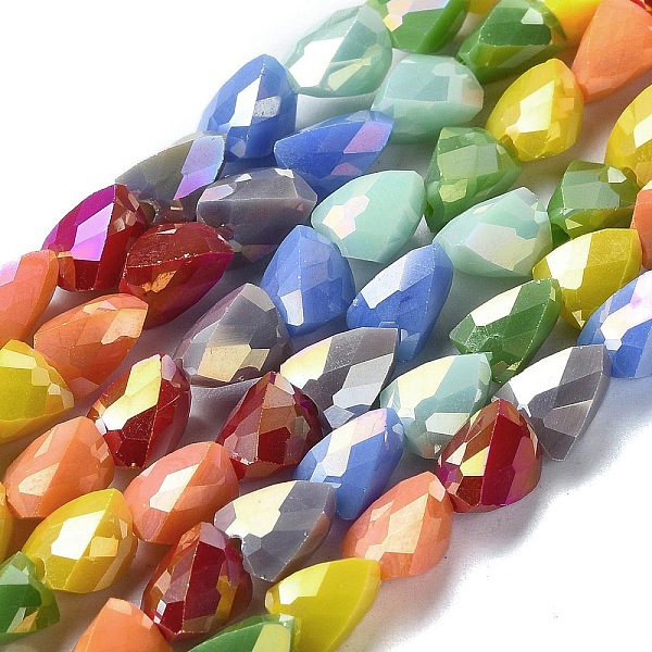 

PandaHall Electroplate Glass Beads Strands, Faceted, Triangle, Mixed Color, 7.5x6x5mm, Hole: 1mm, about 28pcs/strand, 8.07 inch(20.5cm)..., Multicolor