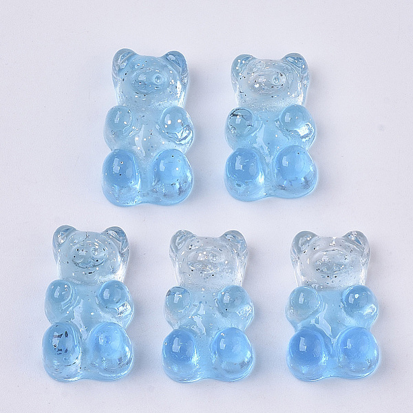 

PandaHall Transparent Resin Cabochons, with Glitter Powder, Two Tone, Bear, Light Sky Blue, 18x11x8mm Resin Bear