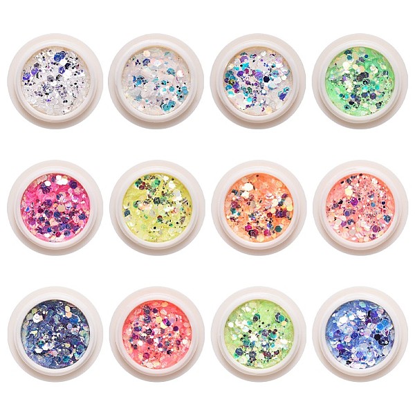 

PandaHall Holographic Nail Glitter Powder Flakes, Hexagons Nail Sequins for DIY Design Manicure Nail Art, Mixed Color, 1~3.5x1~3.5mm, about..., Multicolor