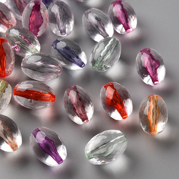 

PandaHall Transparent Acrylic Beads, Oval, Faceted, Mixed Color, 14x9.5mm, Hole: 1.6mm, about 606pcs/500g Acrylic Oval Multicolor