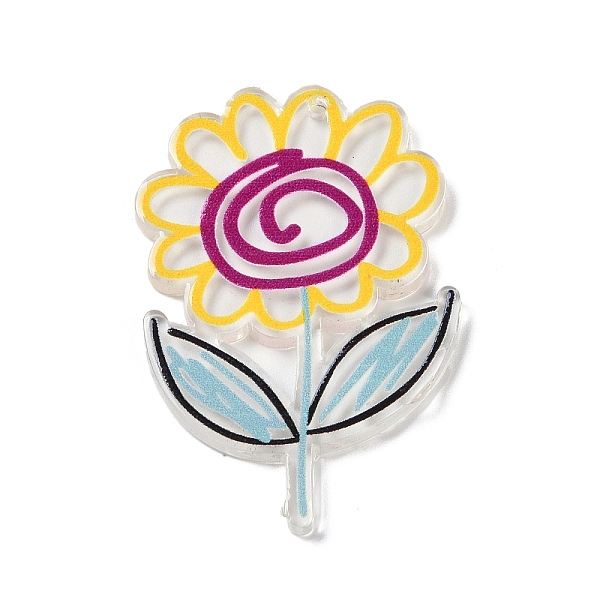 

PandaHall Acrylic Pendants, Sunflower, White, 40.5x27x2.8mm, Hole: 1.5mm Acrylic Flower White