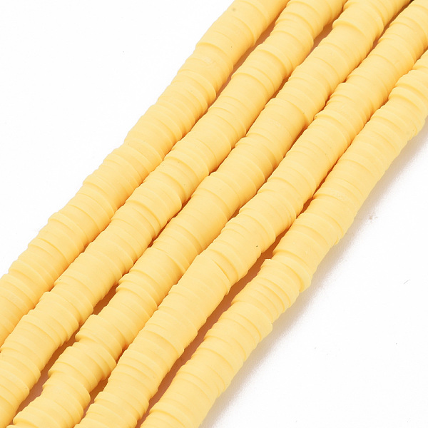 

PandaHall Handmade Polymer Clay Bead Strands, Heishi Beads, Disc/Flat Round, Yellow, 6x0.5~1mm, Hole: 2mm, about 320~447pcs/strand, 15.74...
