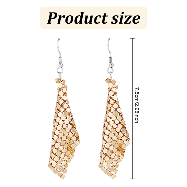 

PandaHall ANATTASOUL 7 Pairs 7 Colors Aluminum Mesh Sequin Rhombus Dangle Earrings for Women, Mixed Color, 75mm, Pin: 0.6mm, 1 Pair/color..., Multicolor