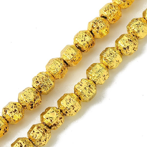 

PandaHall Electroplated Natural Lava Rock Beads Strands, Faceted Bicone Barrel Drum, Golden Plated, 6~6.5x6.5~7x5.5~6mm, Hole: 1.4~1.5mm...