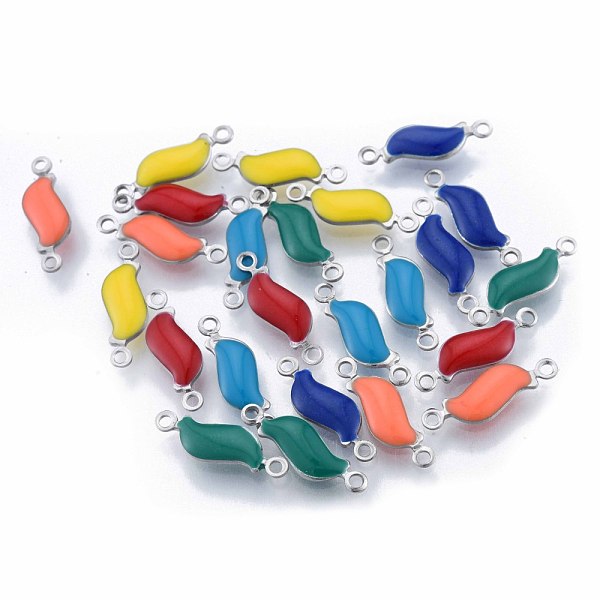 

PandaHall 304 Stainless Steel Enamel Connector Charms, Stainless Steel Color, Leaf, Mixed Color, 16x5x2mm, Hole: 1.2mm 304 Stainless Steel..., Multicolor