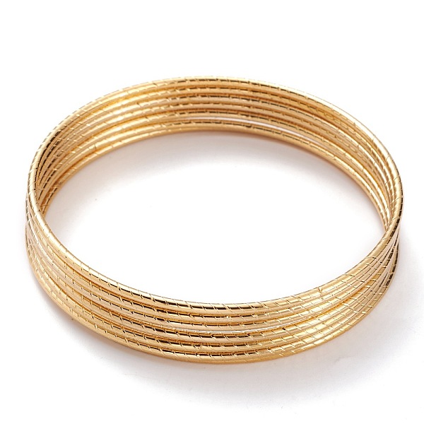 

PandaHall 7Pcs Women's Simple Fashion Textured Vacuum Plating 304 Stainless Steel Stackable Buddhist Bangles, Golden, Inner Diameter: 2-5/8...