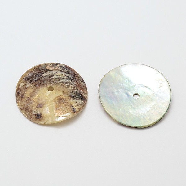 

PandaHall Flat Round Natural Akoya Shell Beads, Mother of Pearl Shell Beads, Camel, 23x1~1.5mm, Hole: 1mm, about 720pcs/bag Akoya Shell Flat..., Brown