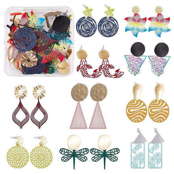 

PandaHall DIY Earring Making Finding Kits, Including Stainless Steel Filigree Pendants, Alloy Stud Earring Findings, Plastic Ear Nuts...