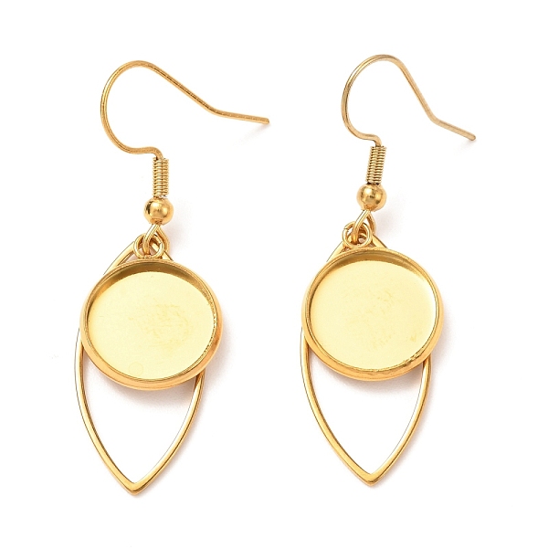 

PandaHall 201 Stainless Steel Earring Hooks, with Flat Round Cabochon Settings, Horse Eye, Golden, Tray: 12mm, 44mm, 22 Gauge, Pin: 0.6mm...