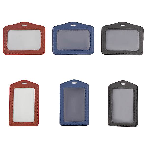 

PandaHall CHGCRAFT 6Pcs 6 Style Cowhide Leather ID Card Holder, Name Key Card Tag Holder, Rectangle, Horizontal & Vertical, Mixed Color..., Multicolor