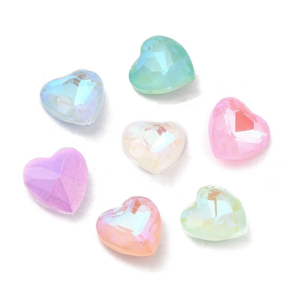 

PandaHall Pointed Back Glass Rhinestone Cabochons, Faceted Heart, Mixed Color, 10x10x4~5mm Glass Rhinestone Heart Multicolor