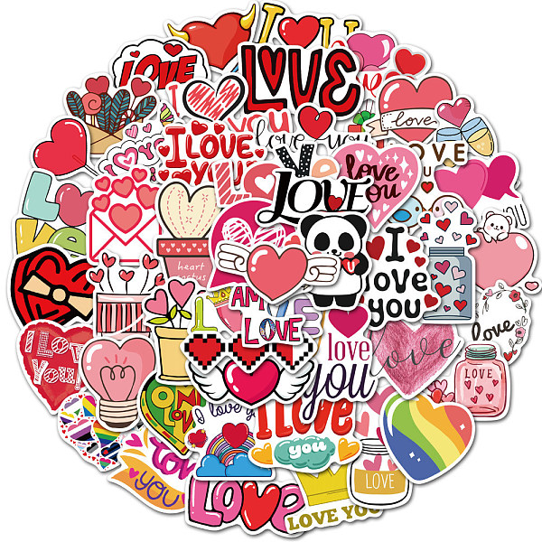 

PandaHall Valentine's Day Waterproof Sticker Labels, Self-adhesion, for Suitcase, Skateboard, Refrigerator, Helmet, Mobile Phone Shell...