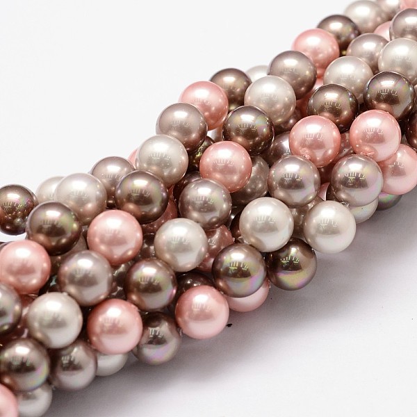 

PandaHall Shell Pearl Bead Strands, Grade A, Round, Mixed Color, 8mm, Hole: 1mm, about 49~52pcs/strand, 16 inch Shell Pearl Round Multicolor