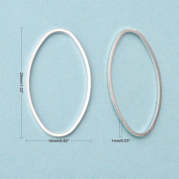 

PandaHall Brass Linking Rings, Oval, Silver Color Plated, 26x16x1mm Brass Oval