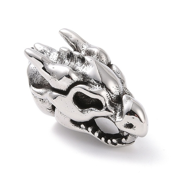

PandaHall 304 Stainless Steel Cord Ends, Manual Polishing, Dinosaur, Antique Silver, 30x15.5x15mm, Mouthhole: 4x6mm, Inner Diameter: 8mm 304...