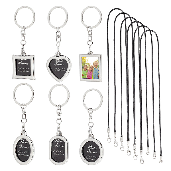 6Pcs Mini Alloy Photo Frame Keychain