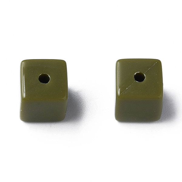 

PandaHall Opaque Acrylic Beads, Cube, Dark Olive Green, 10.5x9.5x9.5mm, Hole: 2mm, about 490pcs/500g Acrylic Cube