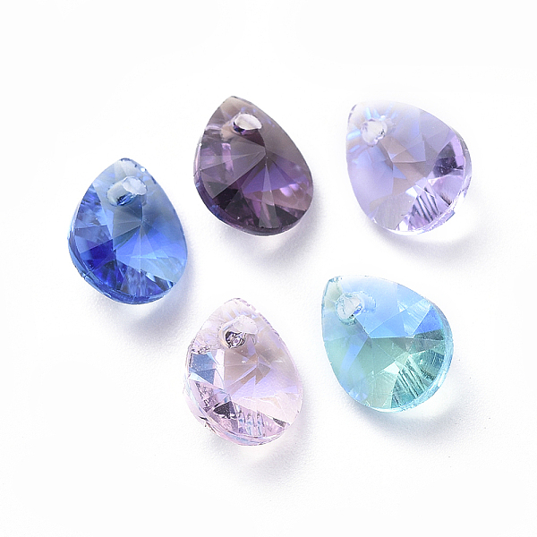 

PandaHall Glass Rhinestone Charms, Faceted, Teardrop, Mixed Color, 8x6x4mm, Hole: 1.2mm Glass Teardrop Multicolor