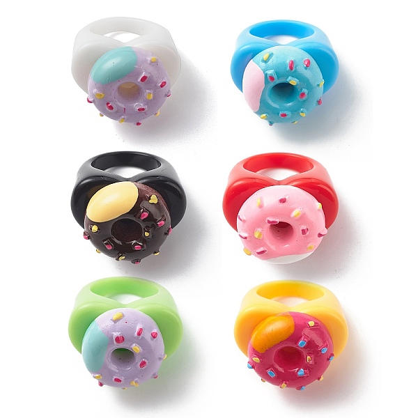 

PandaHall Cute 3D Resin Finger Ring, Acrylic Wide Ring for Women Girls, Mixed Color, Food Pattern, US Size 7 1/4(17.5mm) Acrylic Food..., Multicolor