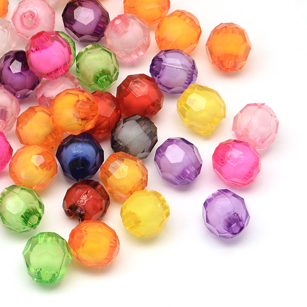 Perles Rondes En Acrylique Transparent à Facettes