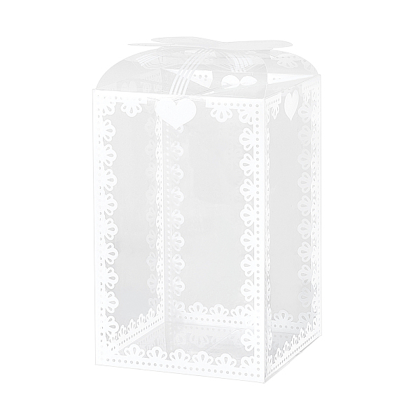 PandaHall BENECREAT 24PCS Clear Wedding Favour Boxes with Bowknot Pattern 14x9x9cm Rectangle PVC Transparent Gift Boxes for Candy Chocolate...