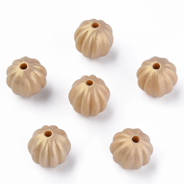 

PandaHall Spray Painted Acrylic Beads, Corrugated Beads, Rubberized Style, Round, Light Khaki, 11x11mm, Hole: 2mm, about 720pcs/500g Acrylic...