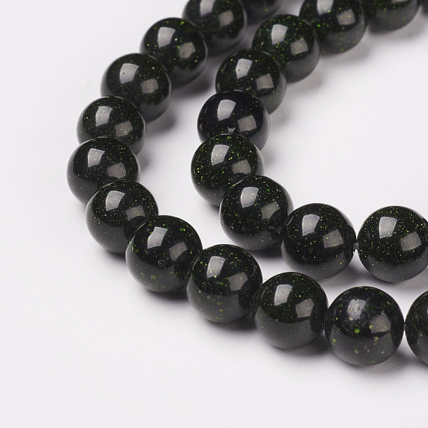 Synthetic Green Goldstone Beads Strands