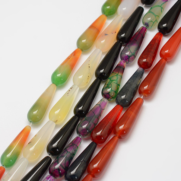 

PandaHall Natural Agate Bead Strands, teardrop, Dyed, Mixed Color, 30x10mm, Hole: 2mm, about 13pcs/strand, 15.43 inch Natural Agate Teardrop..., Multicolor