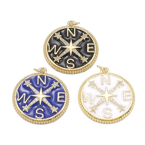 

PandaHall Brass Clear Cubic Zirconia Enamel Pendants, with Jump Ring, Long-Lasting Plated, Lead Free & Cadmium Free, Flat Round with Star..., Multicolor