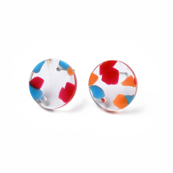 

PandaHall Acrylic Stud Earring Findings, with 316 Stainless Steel Pins and Hole, Flat Round, Mixed Color, 15.5mm, Hole: 1.5mm, Pin: 0.7mm..., Multicolor