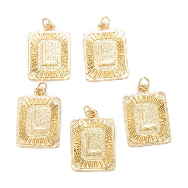 

PandaHall Brass Pendants, with Jump Ring, Long-Lasting Plated, Cadmium Free & Nickel Free & Lead Free, Rectangle with Alphabet, Real 18K...