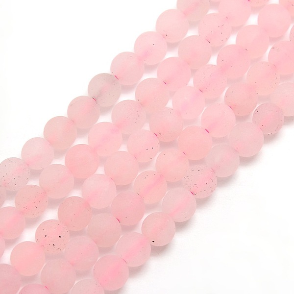 

PandaHall Frosted Natural Rose Quartz Round Bead Strands, 6mm, Hole: 1mm, about 63~65pcs/strand, 14.9~15.6 inch Rose Quartz Round
