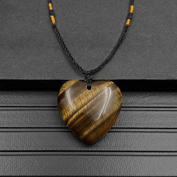 

PandaHall Natural Tiger Eye Pendant Necklaces, Heart, 15.75~23.62 inch(40~60cm) Tiger Eye Heart