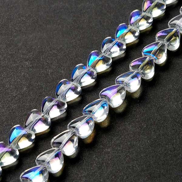 

PandaHall Transparent Glass Beads Strand, Heart, Clear AB, 7.5~8.5x8~8.5x4~4.5mm, Hole: 1mm, about 44~45pcs/strand, 12.56~12.87 inch..., White