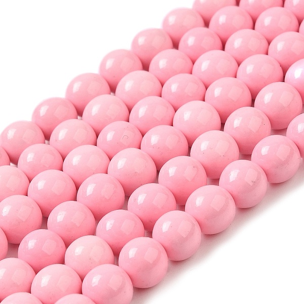 

PandaHall Synthetic Ocean White Jade Beads Strands, Dyed, Round, Pearl Pink, 8~9mm, Hole: 1mm, about 48pcs/strand, 16.3 inch Ocean White...