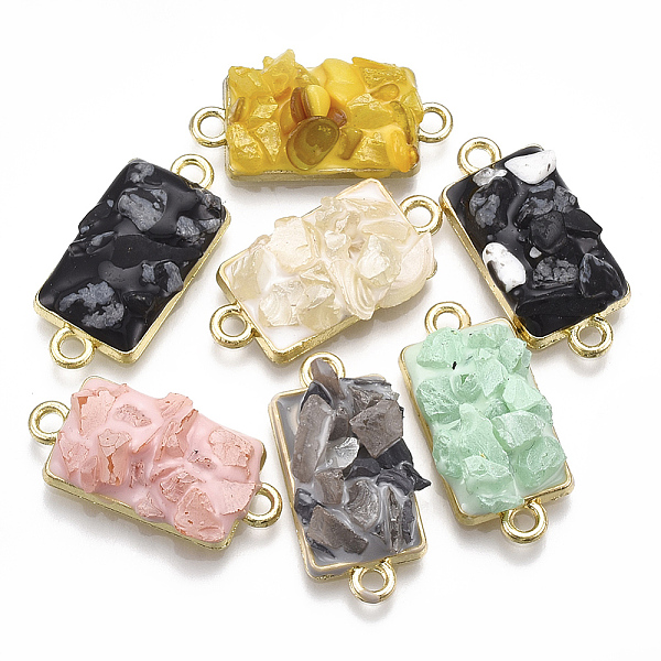 

PandaHall Alloy Links, with Gemstone and Enamel, Rectangle, Light Gold, Mixed Color, 24.5x11.5x4~7mm, Hole: 2mm Alloy+Enamel Rectangle..., Multicolor