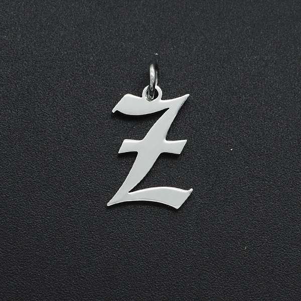 

PandaHall 304 Stainless Steel Pendants, with Jump Ring, Old English, Letter, Laser Cut, Stainless Steel Color, Letter.Z, 16x11x1mm, Hole...