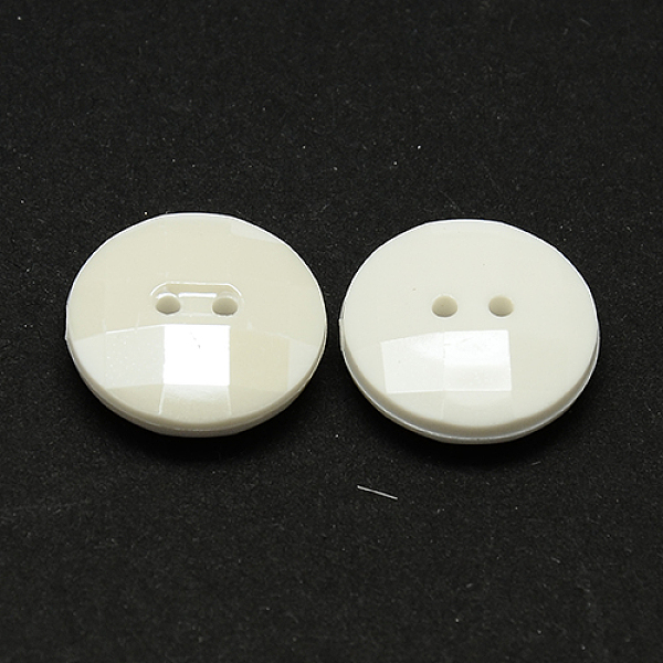 

PandaHall Taiwan Acrylic Buttons, Pearl Luster, Faceted, 2-Hole, Flat Round, WhiteSmoke, 11.5x4mm, Hole: 1mm Acrylic Flat Round White