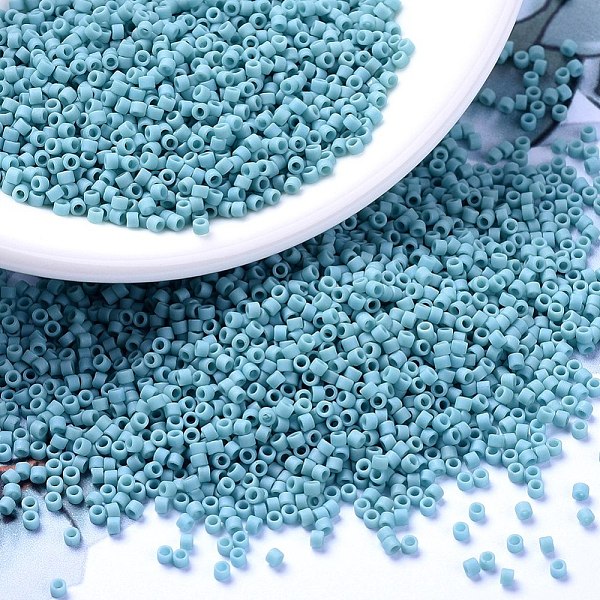 

PandaHall MIYUKI Delica Beads, Cylinder, Japanese Seed Beads, 11/0, (DB0375) Matte Opaque Turquoise Blue Luster , 1.3x1.6mm, Hole: 0.8mm..., Cyan