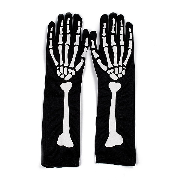 Lange Polyester-Skeletthand-Horror-Vollfingerhandschuhe