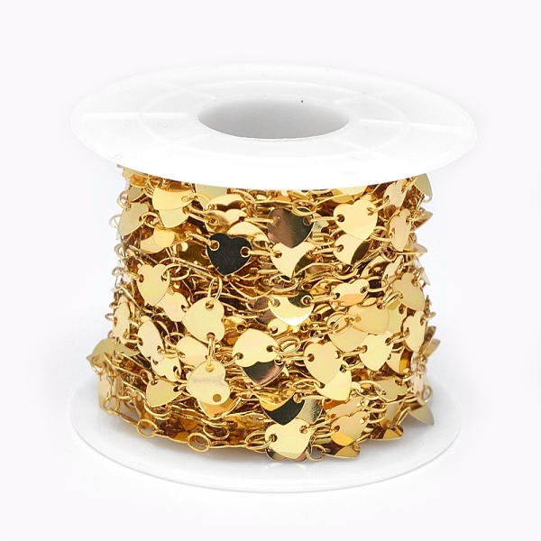 

PandaHall Brass Link Chains, with Spool, Long-Lasting Plated, Heart, Lead Free & Cadmium Free, Soldered, Real 18K Gold Plated, 6.5x5.5x0.1mm...