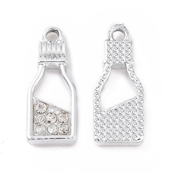

PandaHall Alloy Rhinestone Pendants, Platinum Tone Bottle Charms, Crystal, 20.5x8x2mm, Hole: 1.8mm Alloy+Rhinestone Bottle Clear