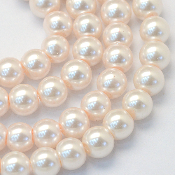 

PandaHall Baking Painted Pearlized Glass Pearl Round Bead Strands, Antique White, 6~7mm, Hole: 1mm, about 135~140pcs/strand, 31.4 inch Glass..., Orange