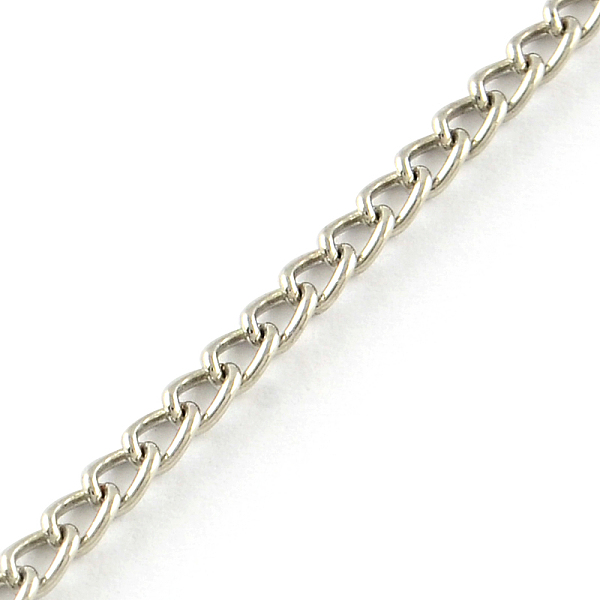 

PandaHall Unwelded Iron Twisted Chains, Curb Chains, with Spool, Platinum, 3.3x2.1x0.6mm, about 32.8 Feet(10m)/roll Iron